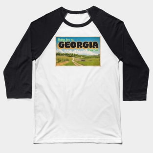 Greetings from Georgia - Vintage Travel Postcard Design Baseball T-Shirt